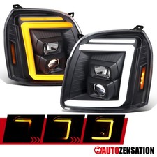 Fit 2007-2014 Gmc Yukon Xl Denali Black Sequential Led Bar Projector Headlights