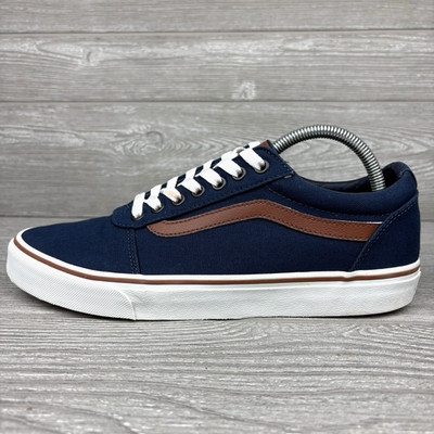 Vans Ward Old Skool Skate Sneakers Blue Brown White Canvas Low Top Mens Size 9.5