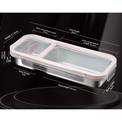 2 Gitter Meal Prep Behälter gebaut mit 316 Edelstahl Auslaufsicher Deckel
