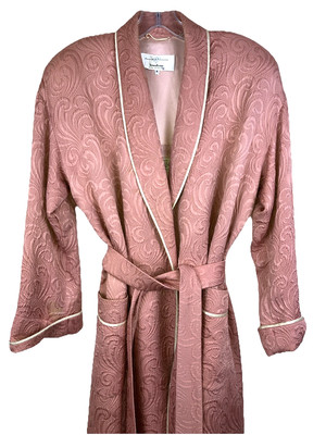 M Daniel Hanson Silk Brocade Robe Coral Floral Nieman Marcus