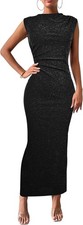 ** NEW Women's Full Length Dress | Black / Silver | Bodycon | Sleeveless | M **