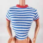 Vtg Vintage Barbie Doll Fashion Clothing ~ Blue & White Stripe Top Shirt