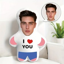 💖 Peluche personnalisée avec photo visage coussin cadeau Je t’aime famille amis