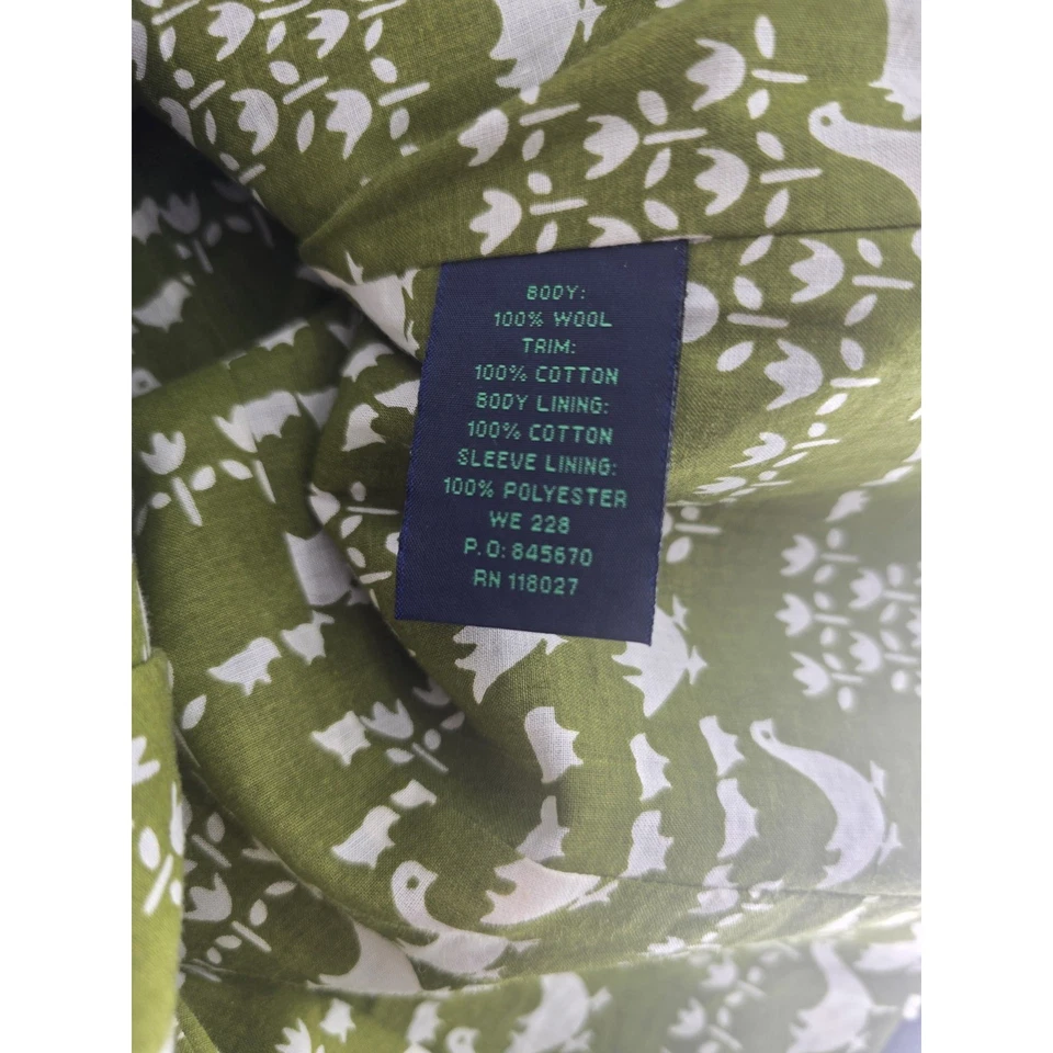 Boden Blazer British Tweed US 4 UK 8 Blue Green Dots 100% Wool Elbow Patch - Image 4 of 4