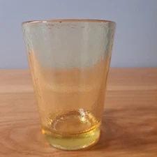 Fire And Light Recycled Glass 12oz Tumbler Juice Drinking Citris Yellow 4.75"