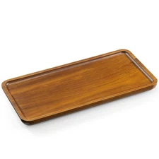 Small Acacia Wood Serving Tray 12 Inch Rectangular Wooden Decorative for Food