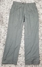 Haggar Pants Mens 34x32 Black Label Relaxed Fit Pleated Cuffed Taupe Made in USA