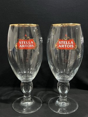 Pair Of Stella Artois Belgium Chalice Stemmed Glass M19 40cl Pasabahce 2 Cups