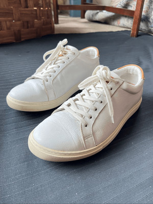 Allen Edmonds White Leather Sneakers Mens 10 Minimal Low Top Casual