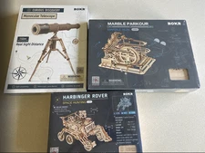 New ROKR Parkour Marble Run, Telescope AND Rover WOOD SEALED Qty 3!