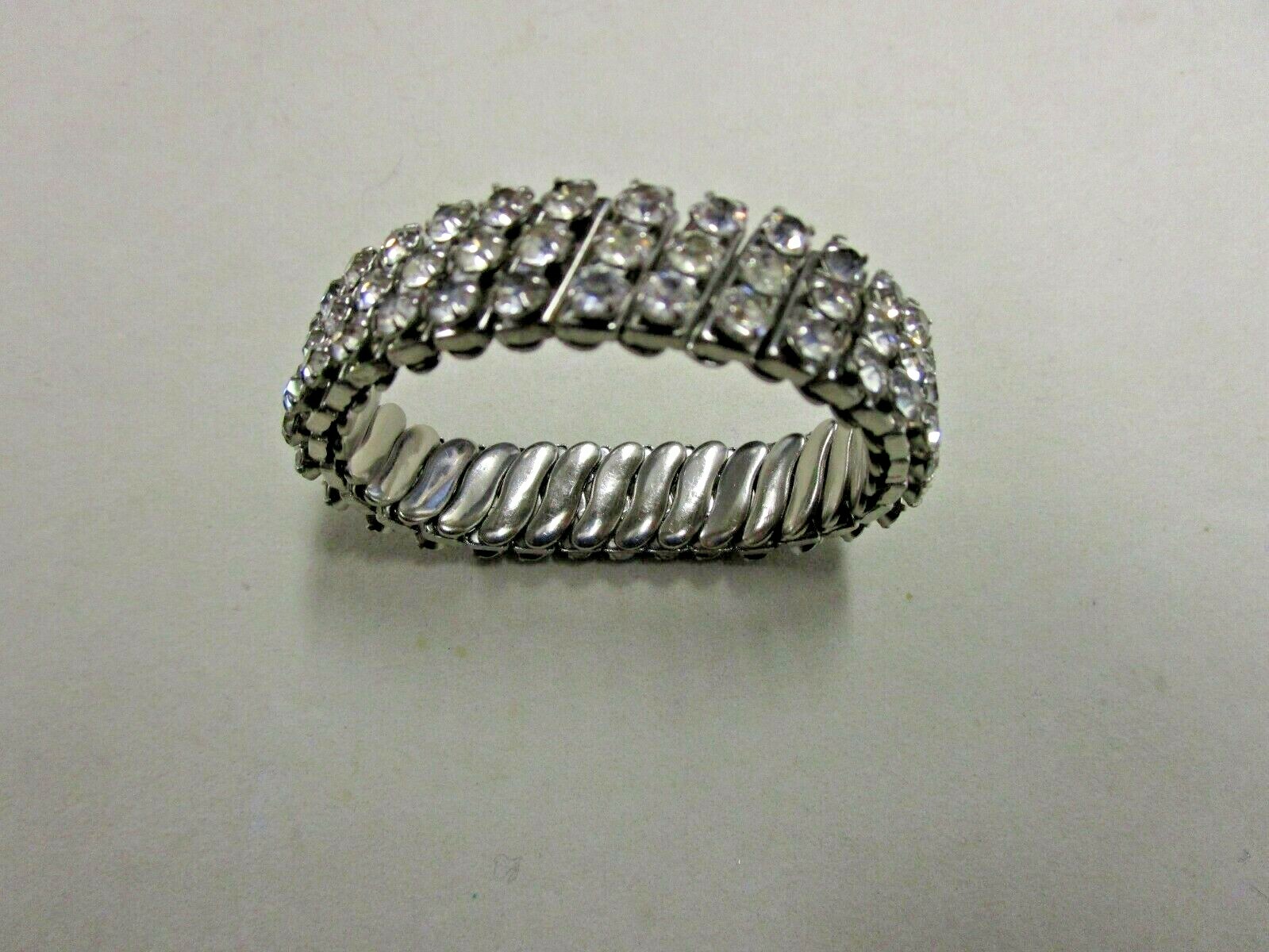 Pretty Vintage Rhinestone Statement Bracelet 3 Ro… - image 3