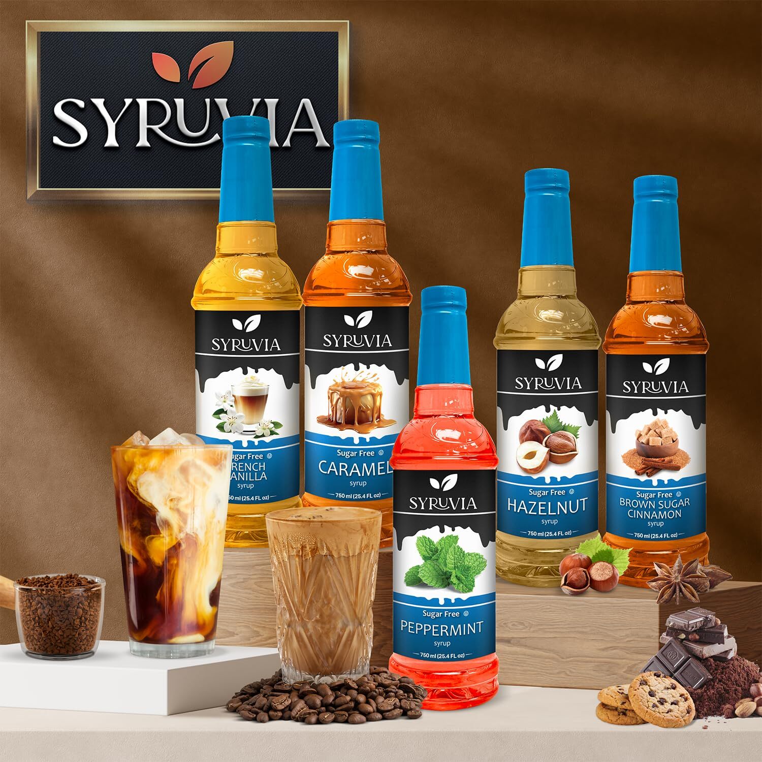 Syruvia Sugar Free Vanilla Syrup 25.4 fl oz, Perfect for Coffee, Sodas & More