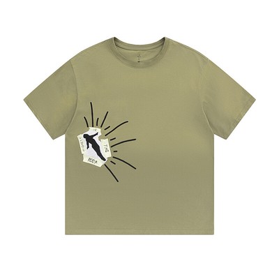 Travis Scott 2025 Utopia Vintage Letter Round Neck Short Sleeve Man Size S-XL