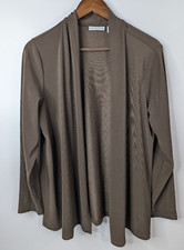 Susan Graver Liquid Knit Open Front Cardigan Sweater Size Large Brown A469024