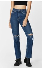 CARMAR WOMEN'S HIGH WAIST STRAIGHT LEG NON-STRETCH RIPPED JEANS MSRP 228 SZ 28