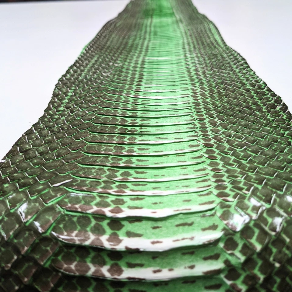 Genuine Cobra  Snake Skin Leather Hide Snakeskin Craft Supply Glossy Green - Image 2 of 4