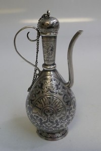 19th Century Russian Niello Silver Miniature Vodka Decanter / Scent Bottle