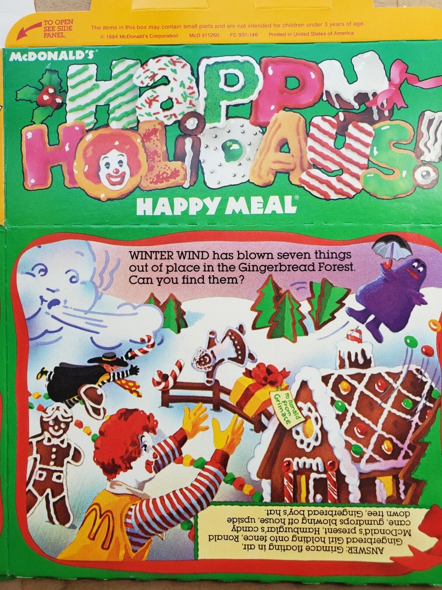 McDonald's Collectibles ハッピーミールトイの解説書 1984 McDonald's Happy Meal Box - Happy Holidays Ice Skating Ronald