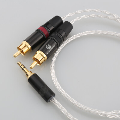 HiFi 7N OCC 3.5mm Male to Dual 2 RCA Male AUX Stereo Audio Y Cable for Phone PC