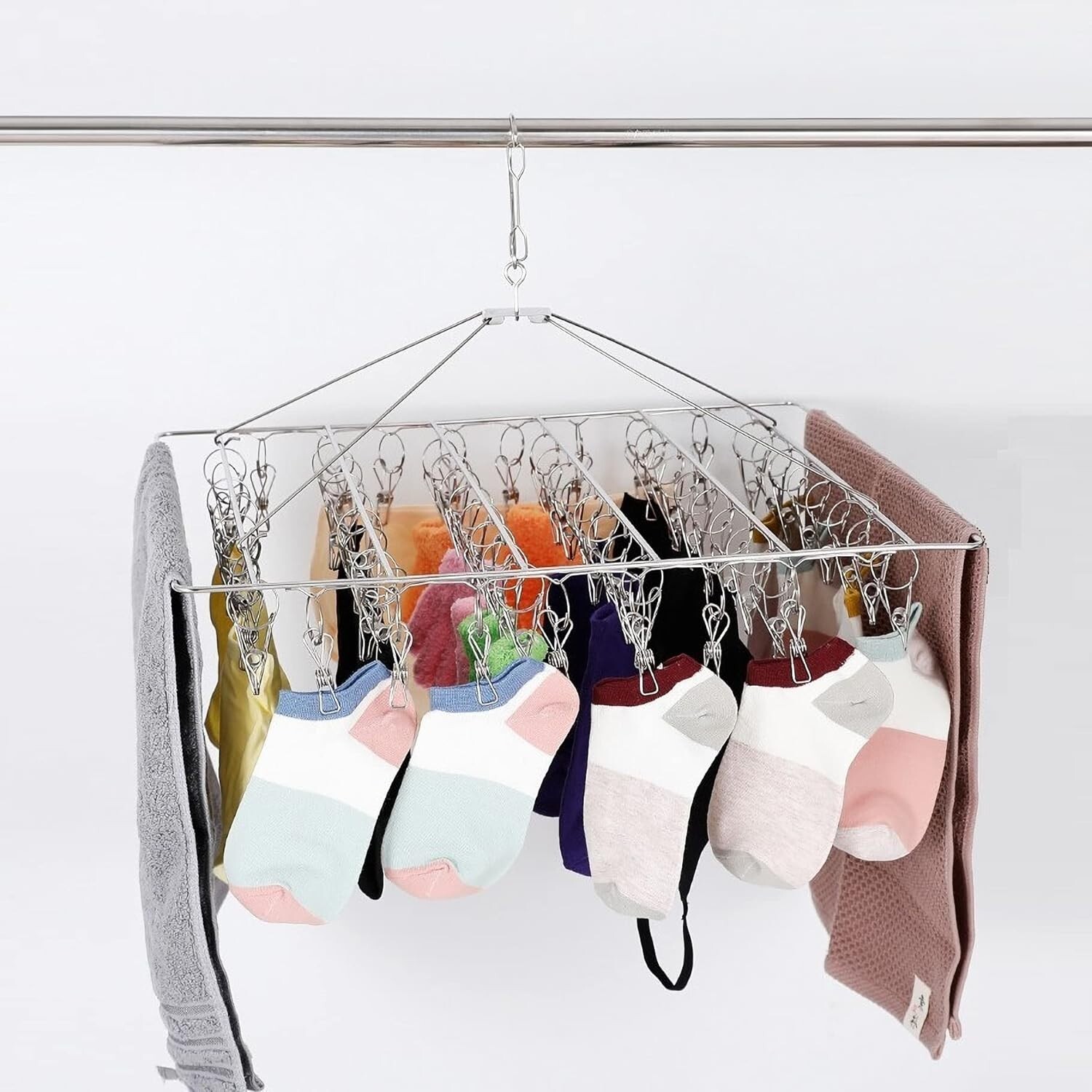 Underwear Socks Hanger Dryer Laundry 64 Clips Airer Rack Pants