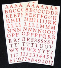 Mrs Grossman Vintage Two 4x6" Sheets 'Red Foil Alphabet' 196 Stickers Total