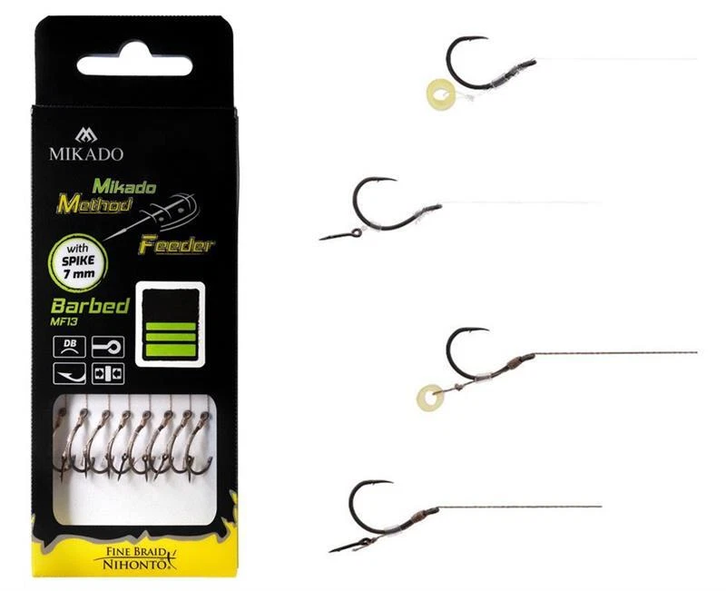 Mikado Method Feeder Rig MF13 monofil o. geflochten kompl. Vorfach 8er-Pack