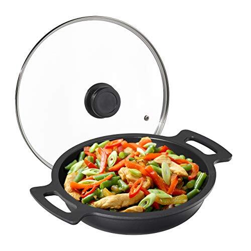 Relaxdays Padella Antiaderente 28cm con Coperchio per Fornello e Grill