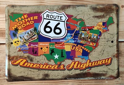 US Map  * Route 66* Schild geprägt / US car /  ca. 20x30cm