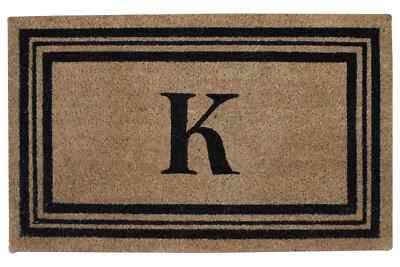 KASHI HOME Monogram Printed Coir Doormat Welcome Mat Outdoor Rug Durable Letter Print 18x28