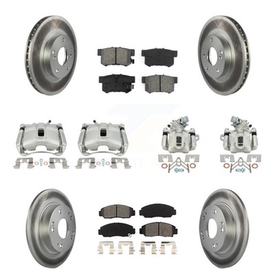 Brake Caliper Coat Rotor  Semi-Metallic Pad Front Rear Kit (10Pc) For Acura