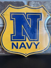 NAVY "N"  MIDSHIPMAN 12" X 12" SHIELD EMBOSSED METAL SIGN