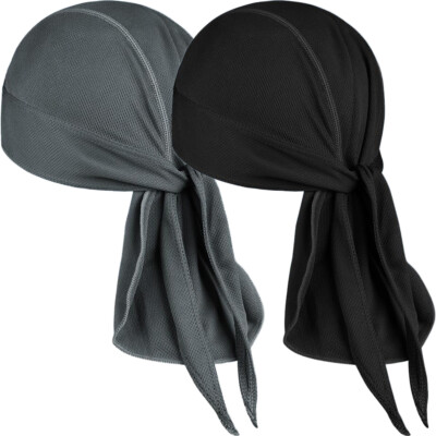 2 Pcs Cooling Do Rags Skull Cap Helmet Liner Sweat Head Wraps Bandana for Sports