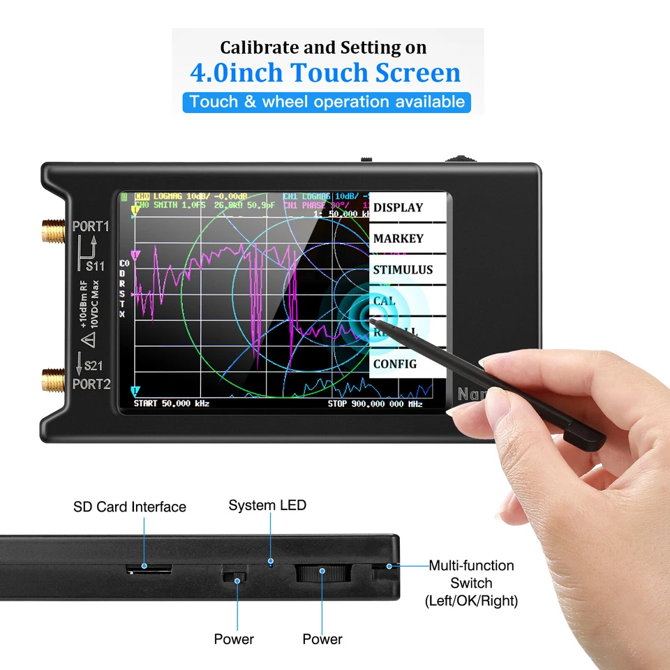 SeeSii 4inch 10KHz-1.5GHz Touchscreen VHF UHF Nanovna-h4 Vector Network Analyzer - Bild 3 von 4