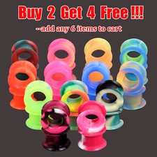 PAIR-SOFT THICK SKINS TUNNELS-Silicone Ear Skins-Ear Gauges-Soft Ear plugs 2G-1"