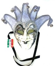 SILVER JOKER VENEZIA CARNIVAL VENETIAN MASQUERADE MASKS MARDI GRAS Made In Italy
