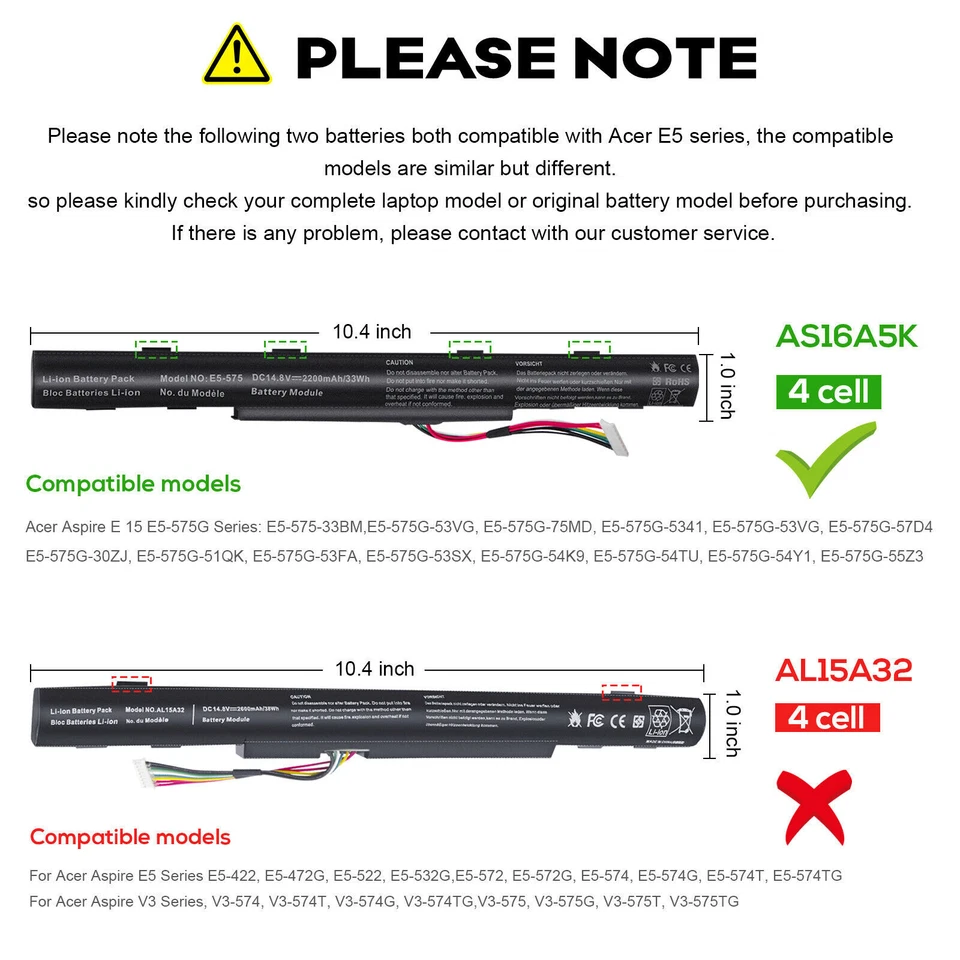 OEM For Acer Aspire E15 E5-575 E5-575G E5-576G AS16A5K AS16A7K AS16A8K Battery - Image 3 of 4