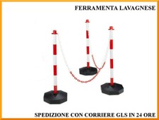 3 paletti delimitazione + 7 mt catena in plastica con base riempibile h 90 cm