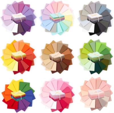 Uni 14 Stück 100% Baumwolle Fat Quarter Stoffpaket, perfekt zum Nähen