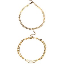 2pcs Women Stainless Steel Leaf Charm Foot Ankle Bracelet Chain Gold Plated