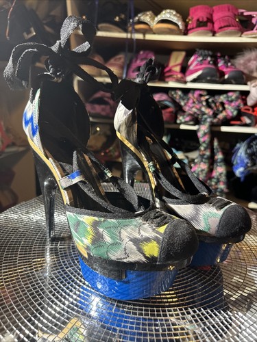 Mona Mia Collezione Heels Womens 8.5 Stiletto Buckle Gladiator Multicolor (15) - Picture 8 of 24