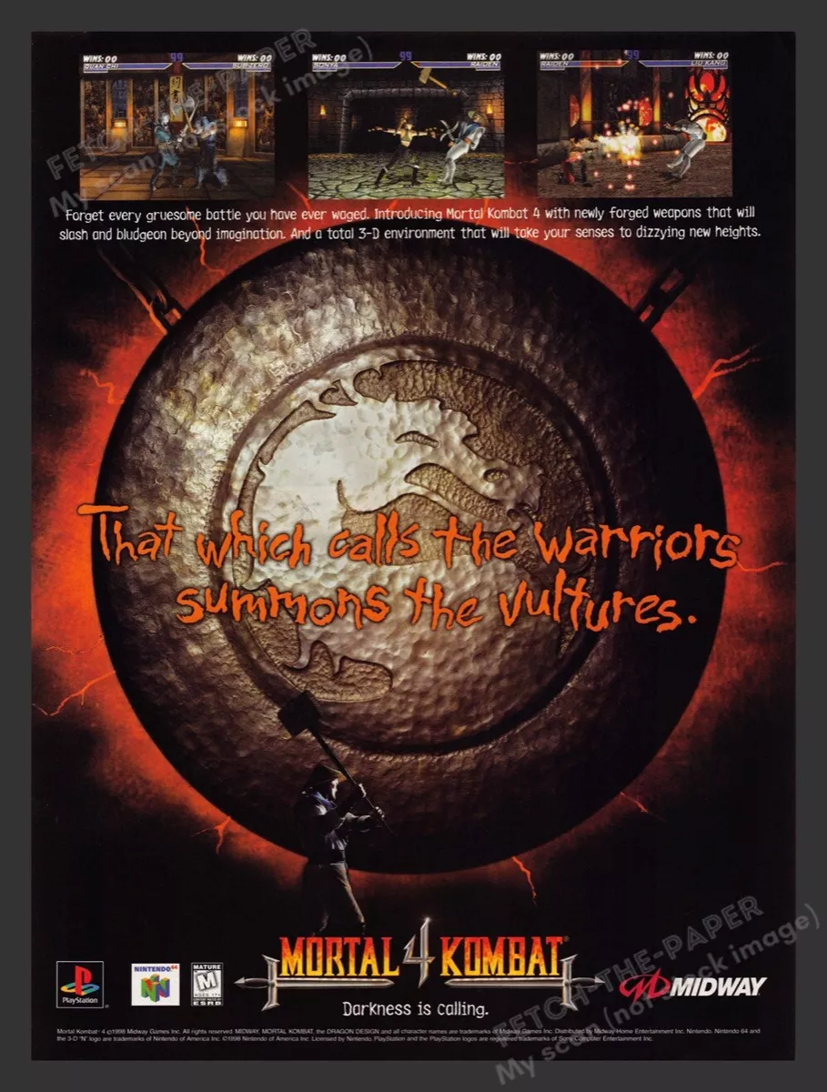 Mortal Kombat 4 1990s Video Game Print Advertisement 1998