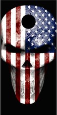 American flag skull Cornhole game decal wrap