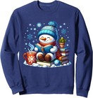 Snowman Reading Book Lovers Cute Happy Christmas Unisex Crewneck Sweatshirt