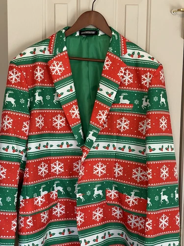 Suitmeister Christmas Ugly Party Red Green White Suit Jacket Men’s Size Large image 3