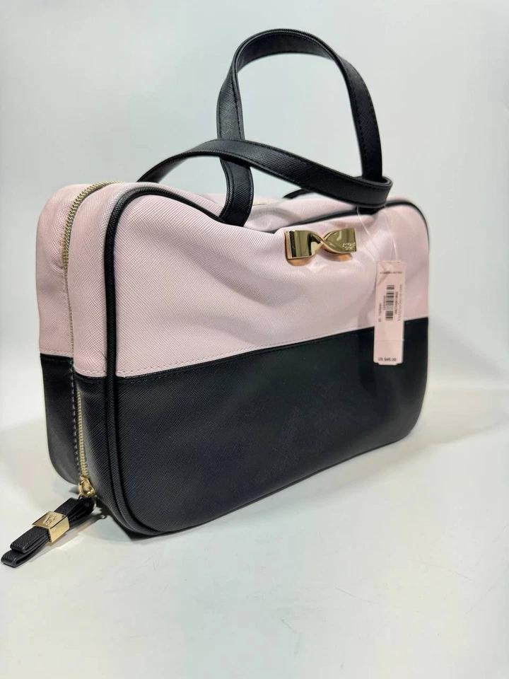 Bolso de Cosméticos de Viaje Victoria’s Secret Rosa y Negro con Lazo Dorado – Nuevo con Etiquetas Foto 4 de 4