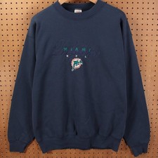 Miami Dolphins embroidered crewneck sweatshirt XL tag vtg 90s y2k usa made
