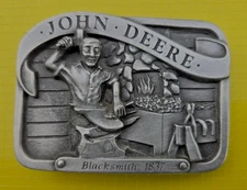 VTG 1990 JOHN DEERE BLACKSMITH PLOW 1837 LIMITED ED SERIES PEWTER BELT BUCKLE