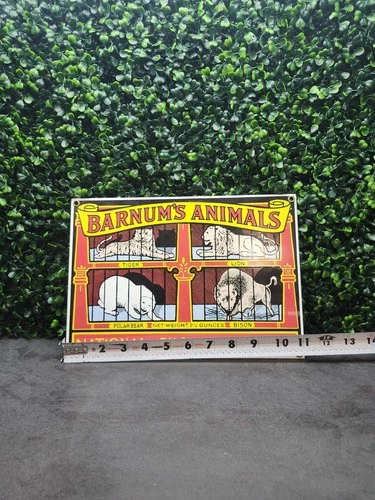 Vintage Porcelain Enamel Sign Ande Rooney Barnum's Animal Crackers 11” x 7-3/4"
