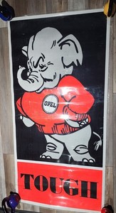 Vintage 1969 Elephant OPEL “TOUGH" Car Dealership Banner Super Rare GM 
