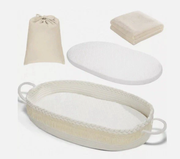 Cesta cambiadora para bebé hecha a mano - Cuerda de algodón orgánico Moisés cambiador de mesa Foto 3 de 4